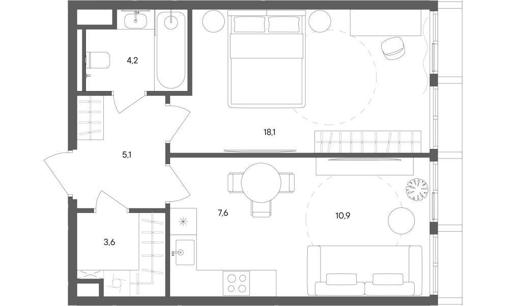 2 ккв (Евро) 49,5 м²