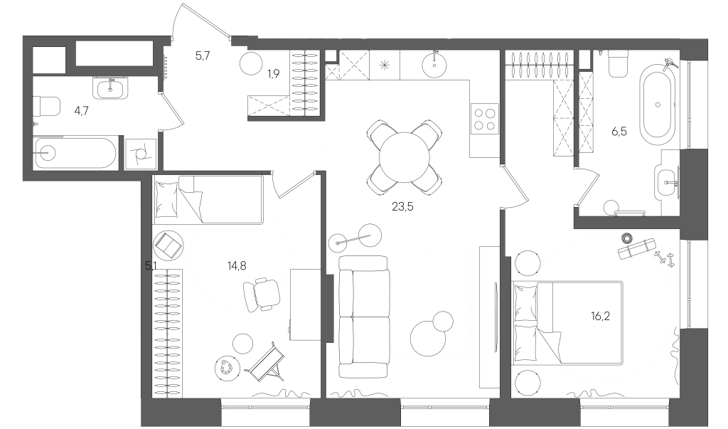3 ккв (Евро) 73,3 м²
