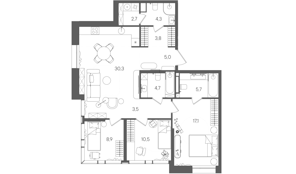 4 ккв (Евро) 96,5 м²