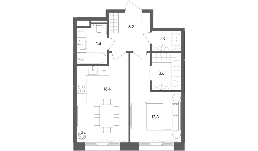 2 ккв (Евро) 47,1 м²