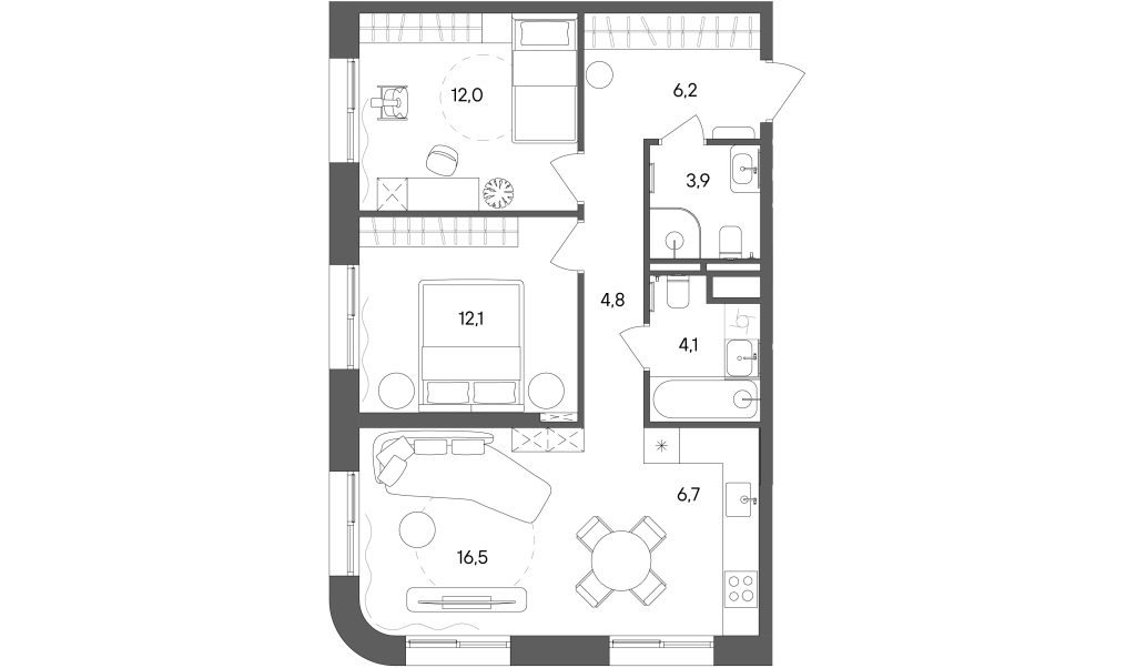 3 ккв (Евро) 66,3 м²