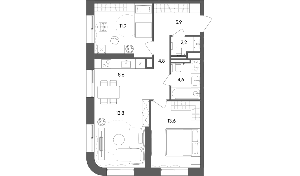 3 ккв (Евро) 65,4 м²