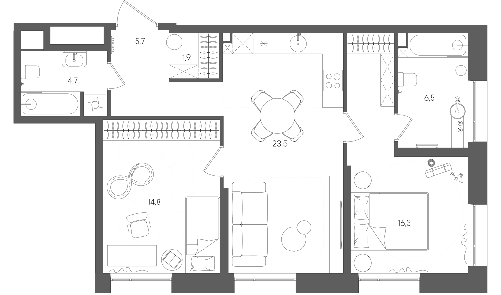 3 ккв (Евро) 73,4 м²