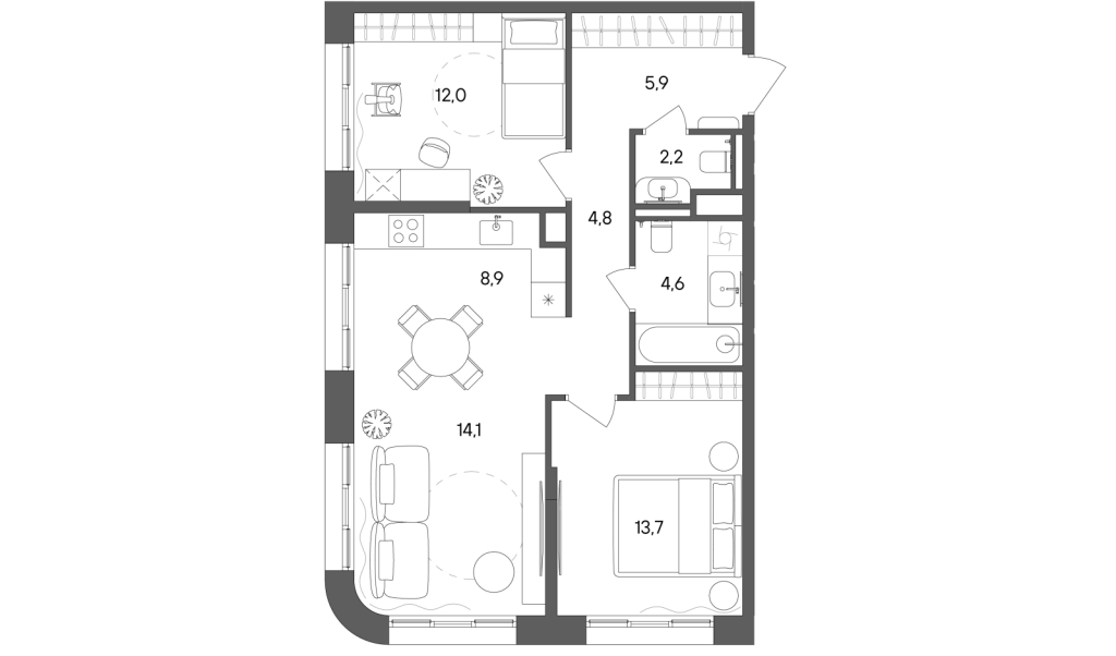 3 ккв (Евро) 66,2 м²