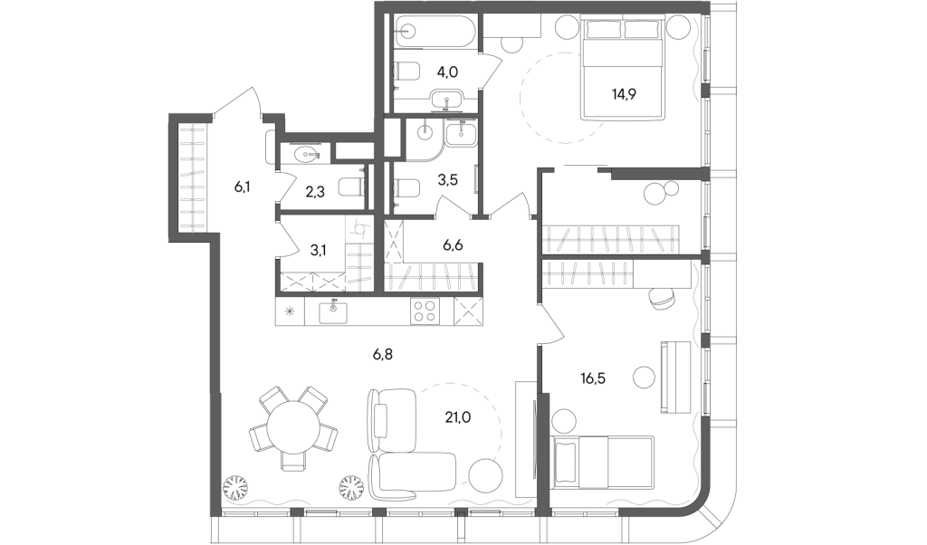 3 ккв (Евро) 89,9 м²