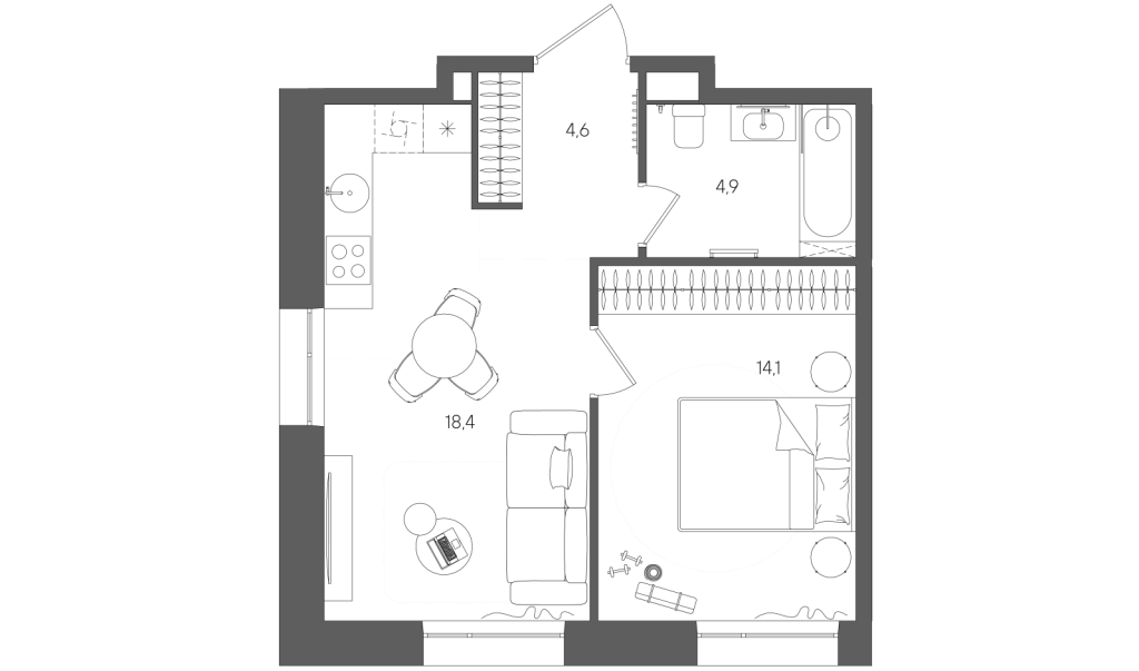 2 ккв (Евро) 42 м²