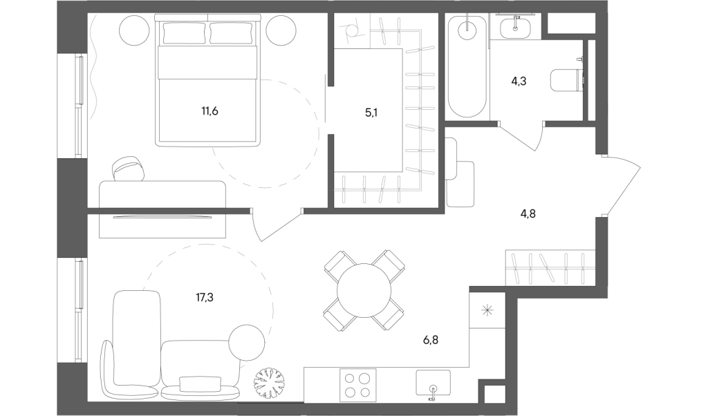2 ккв (Евро) 49,9 м²