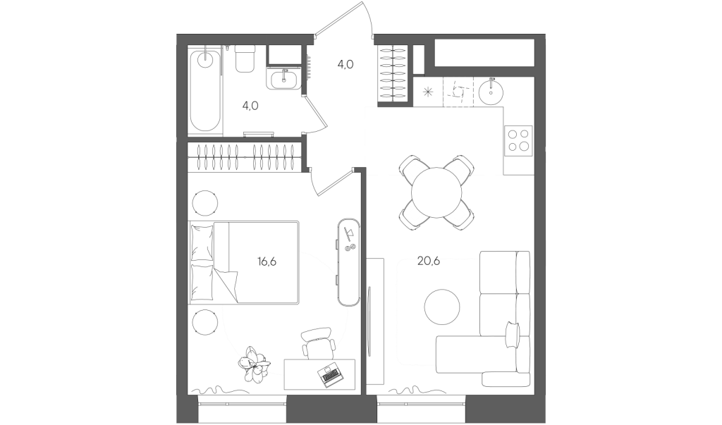2 ккв (Евро) 45,2 м²