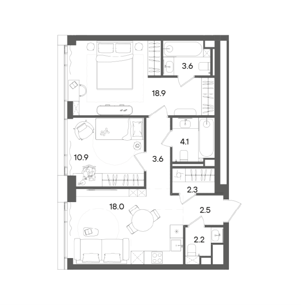 3 ккв (Евро) 67 м²