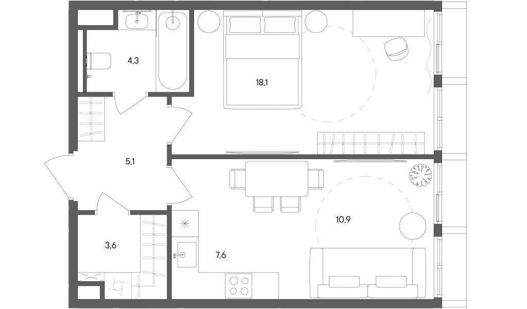 2 ккв (Евро) 49,6 м²