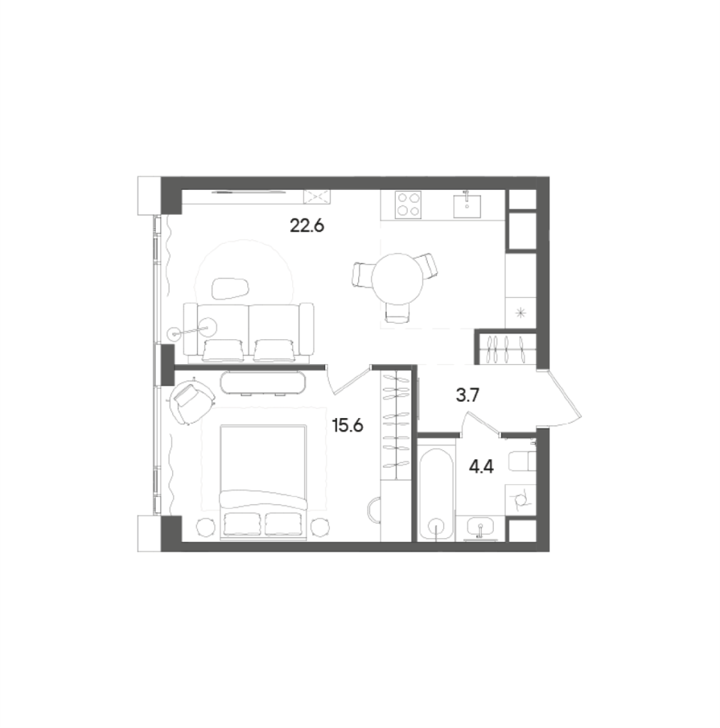 2 ккв (Евро) 46,7 м²