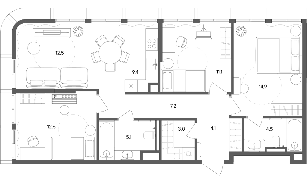4 ккв (Евро) 84,4 м²