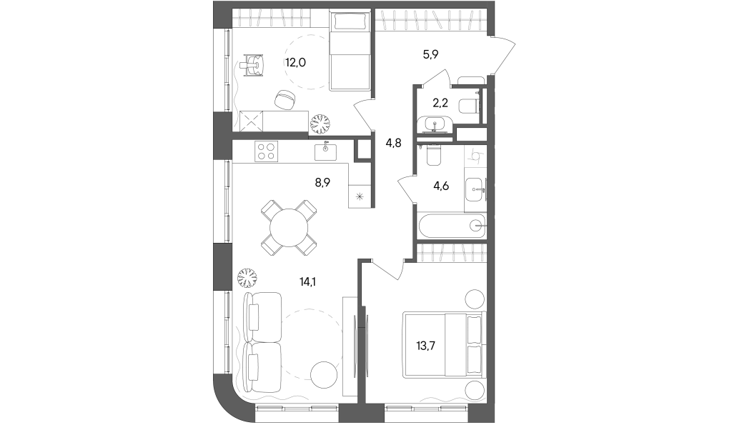 3 ккв (Евро) 66,2 м²