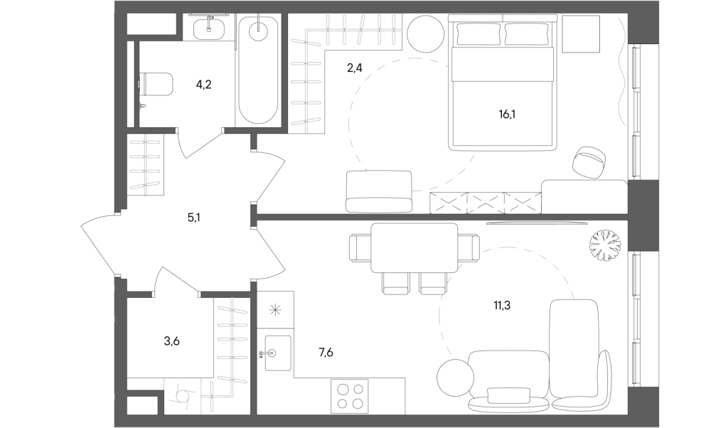 2 ккв (Евро) 50,3 м²