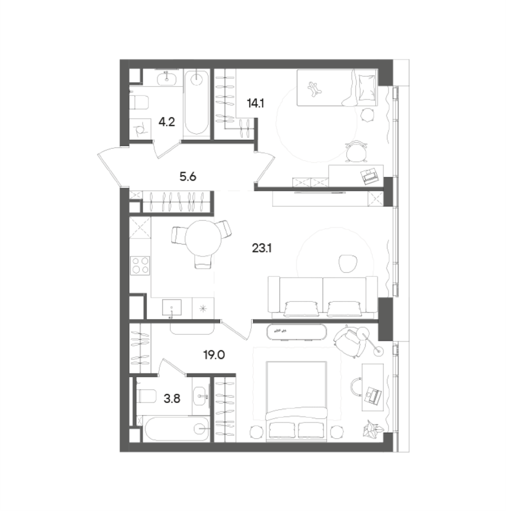 3 ккв (Евро) 70,5 м²