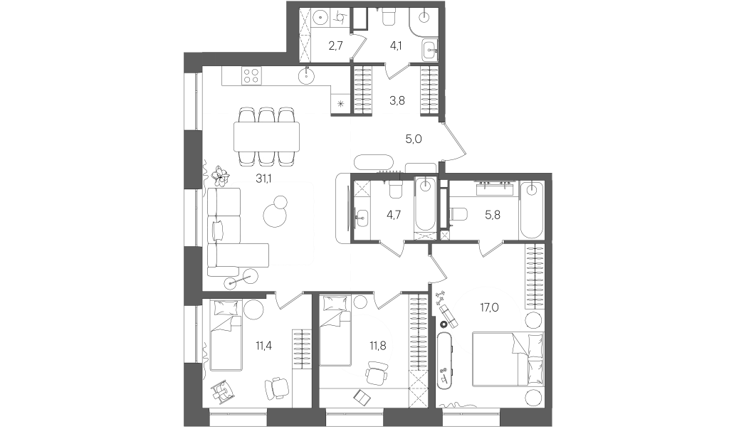 4 ккв (Евро) 101 м²