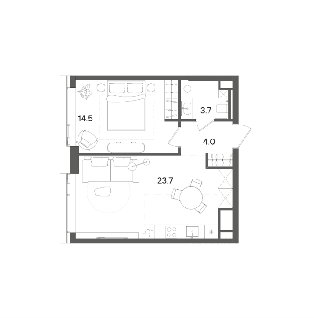 2 ккв (Евро) 46 м²