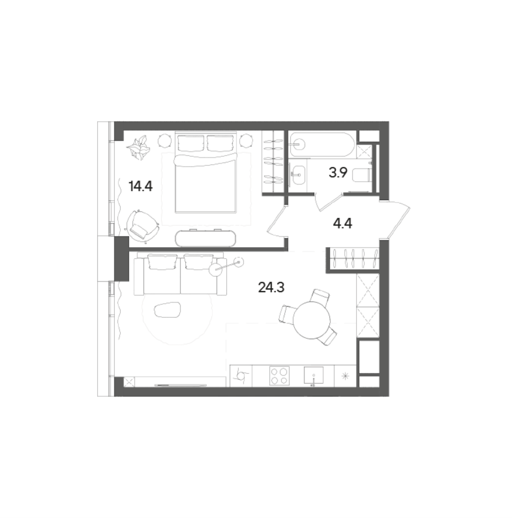 2 ккв (Евро) 47,3 м²