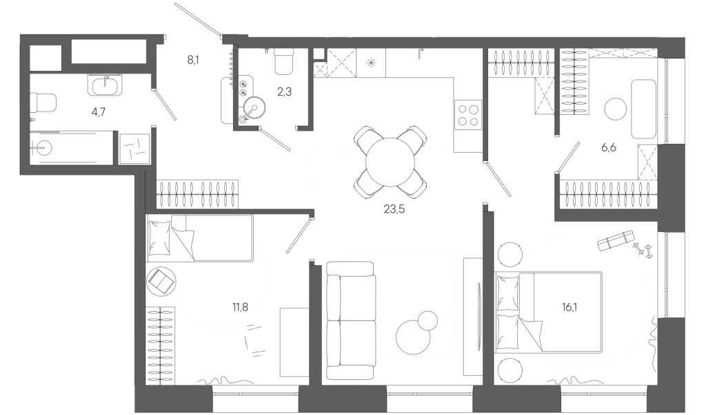 3 ккв (Евро) 73,1 м²