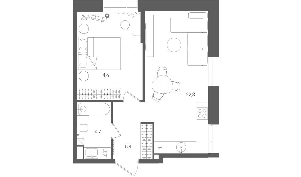 2 ккв (Евро) 47 м²