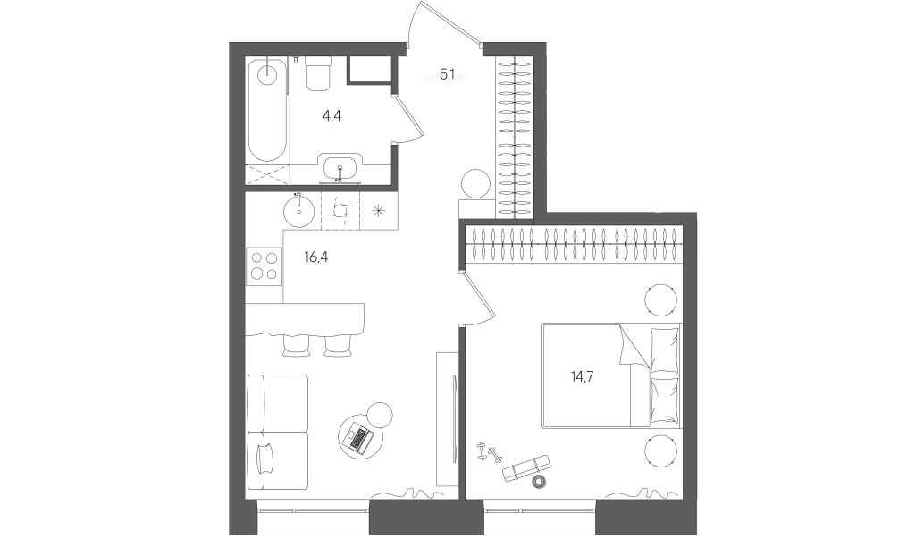 2 ккв (Евро) 40,7 м²