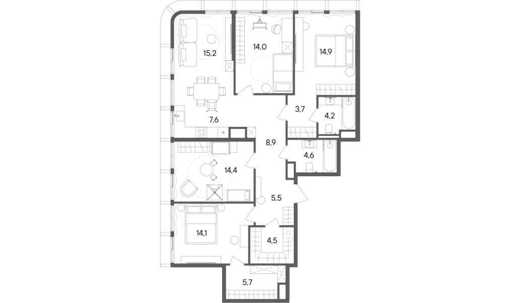 5 ккв (Евро) 117,3 м²