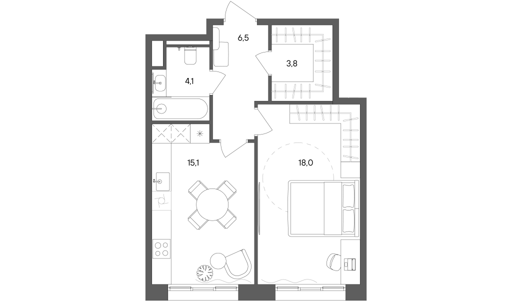 2 ккв (Евро) 47,5 м²