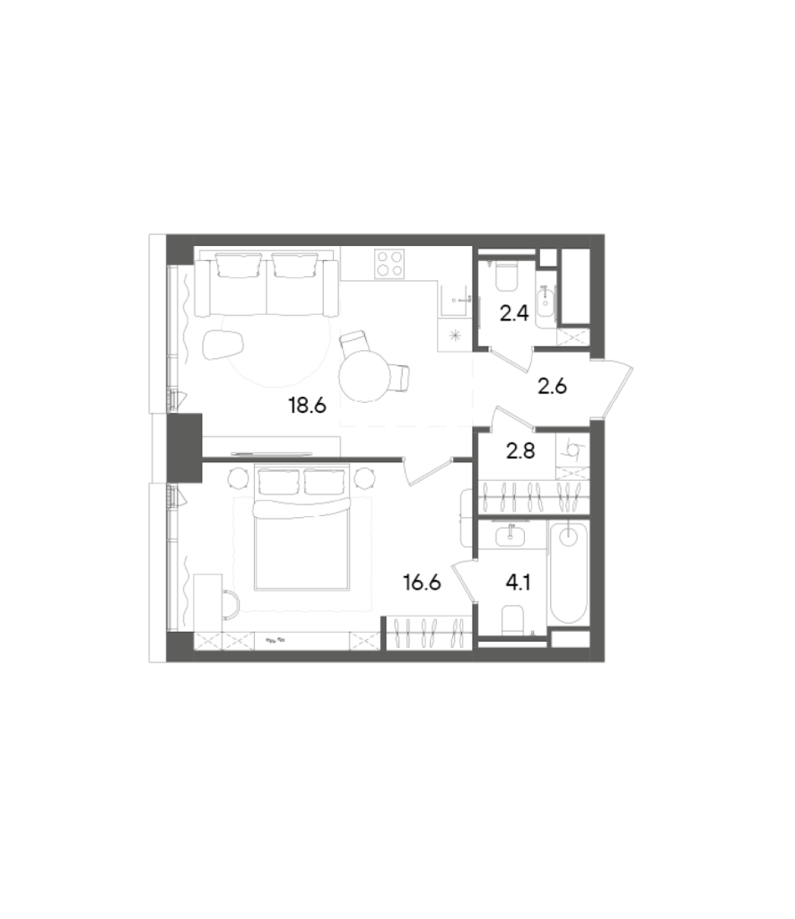 2 ккв (Евро) 47,1 м²