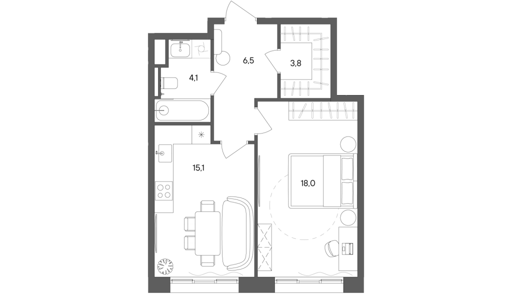 2 ккв (Евро) 47,5 м²