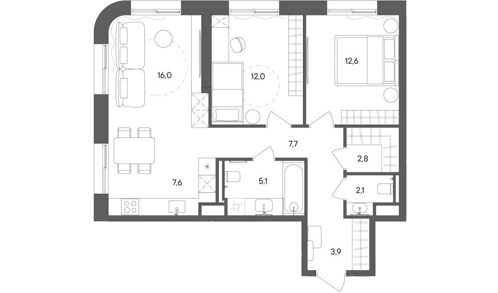 3 ккв (Евро) 69,8 м²