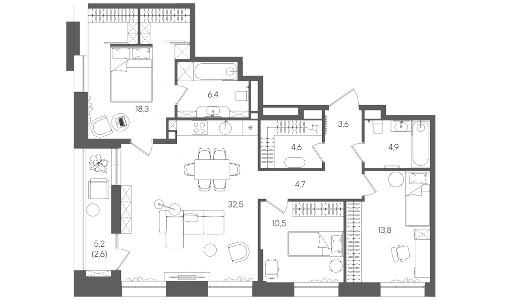 4 ккв (Евро) 101,9 м²