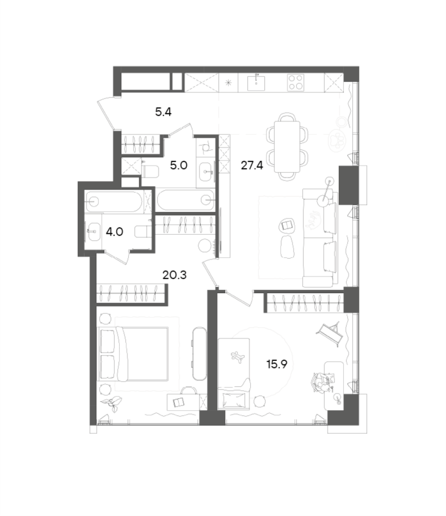 3 ккв (Евро) 78 м²