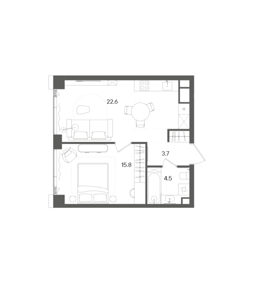 2 ккв (Евро) 46,6 м²