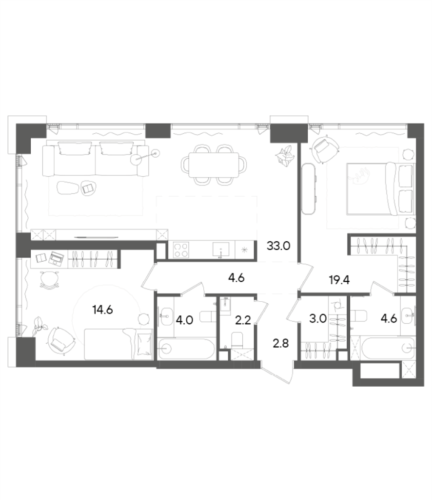 3 ккв (Евро) 88,2 м²