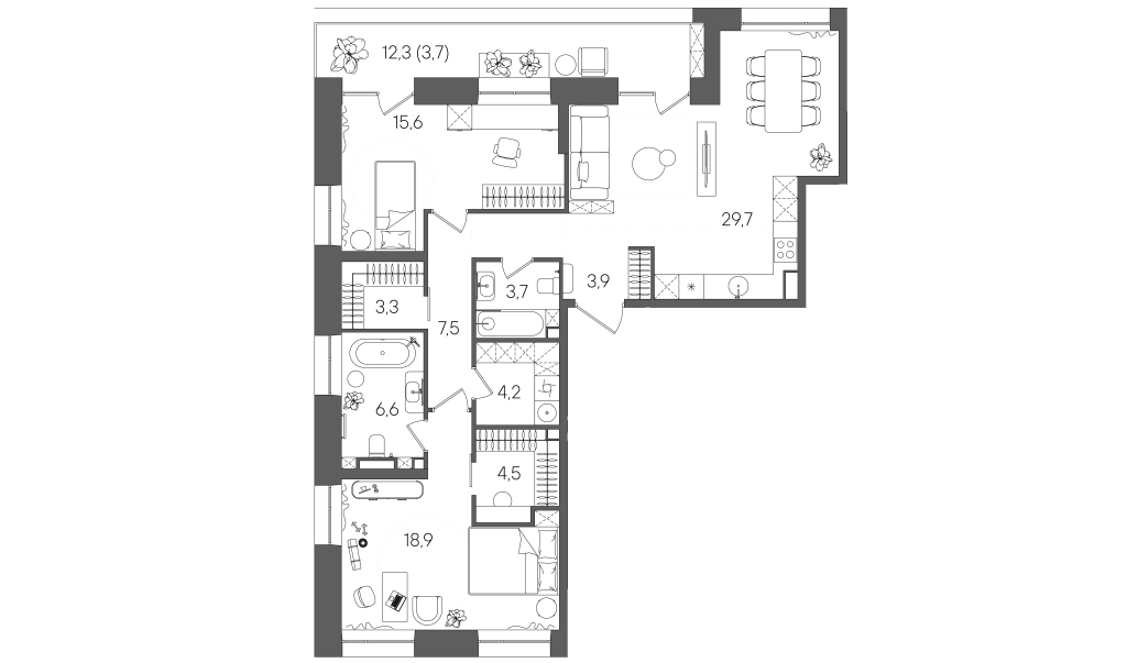 3 ккв (Евро) 101,6 м²