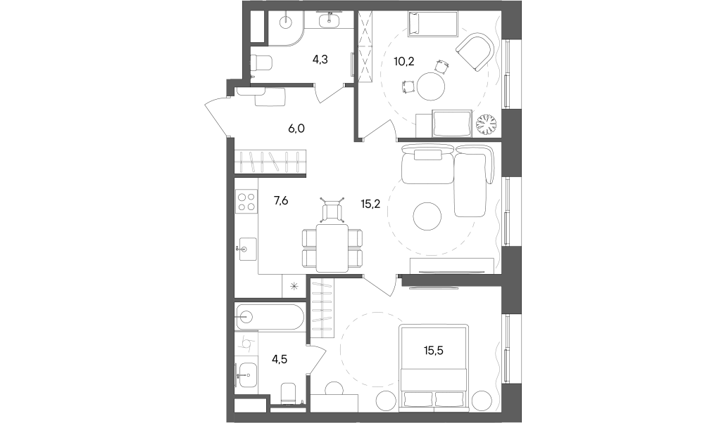 3 ккв (Евро) 63,3 м²