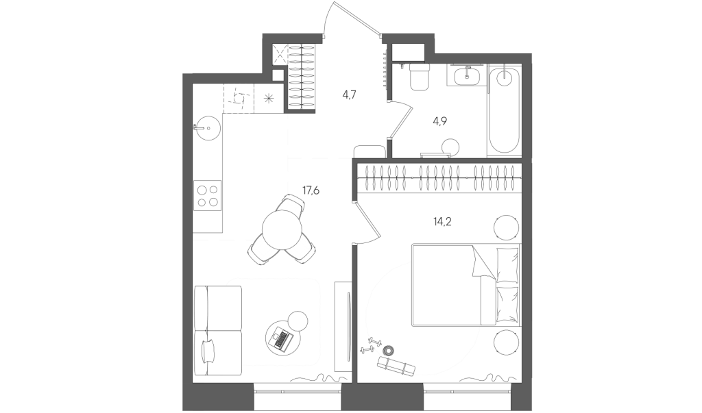 2 ккв (Евро) 41,4 м²
