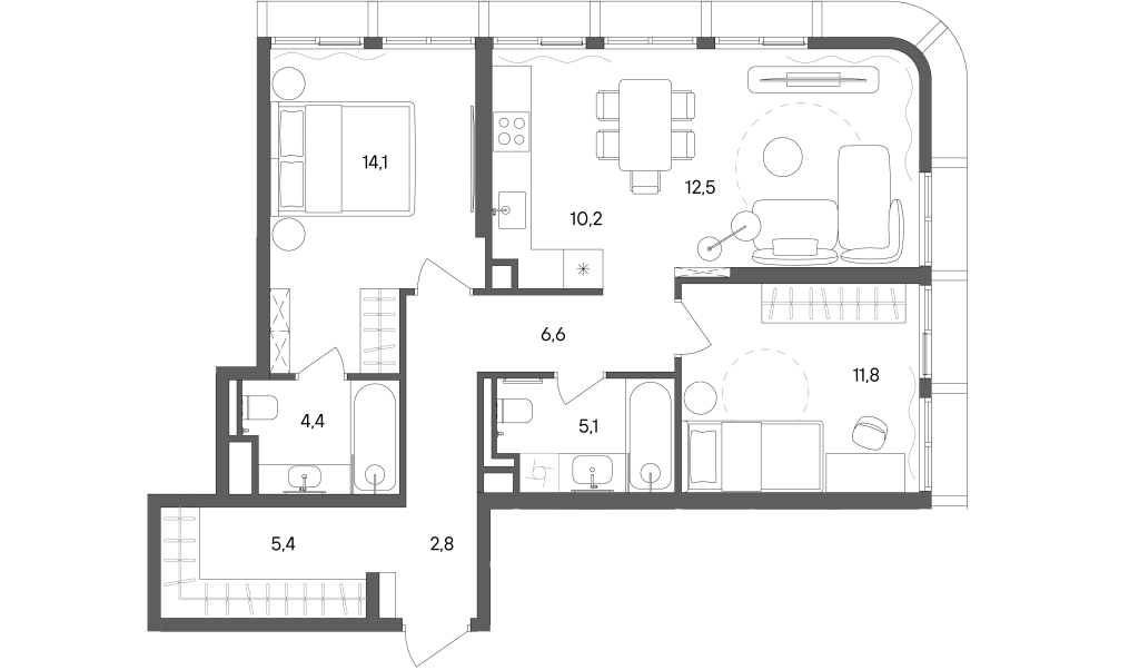 3 ккв (Евро) 72,9 м²