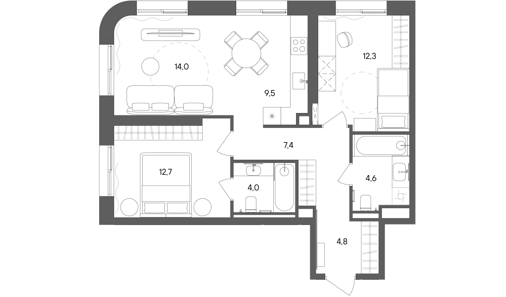 3 ккв (Евро) 69,3 м²