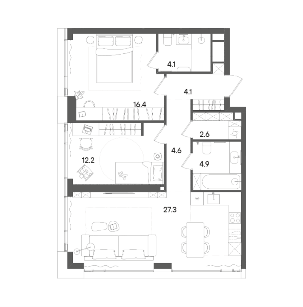 3 ккв (Евро) 77,2 м²