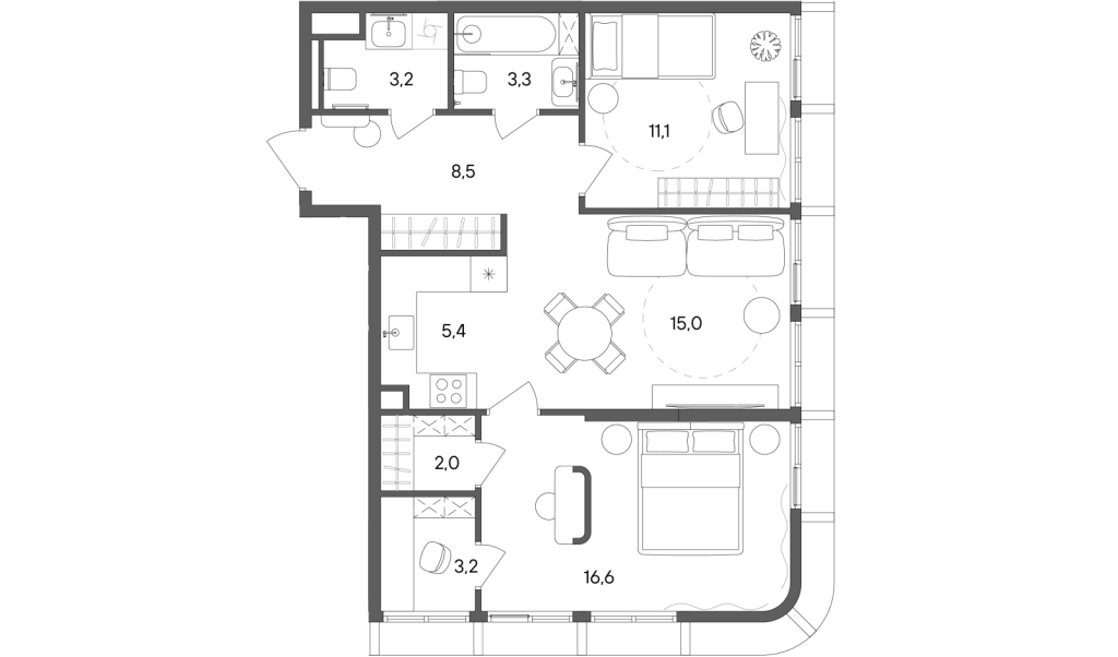 3 ккв (Евро) 68,3 м²