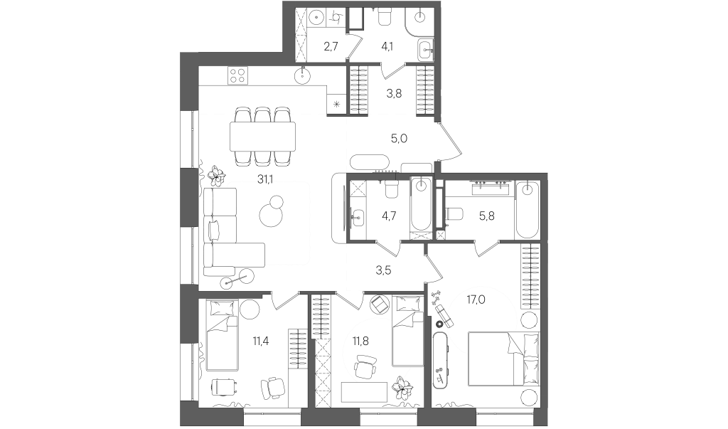 4 ккв (Евро) 101 м²