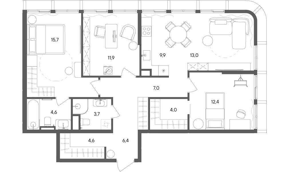 4 ккв (Евро) 93,2 м²