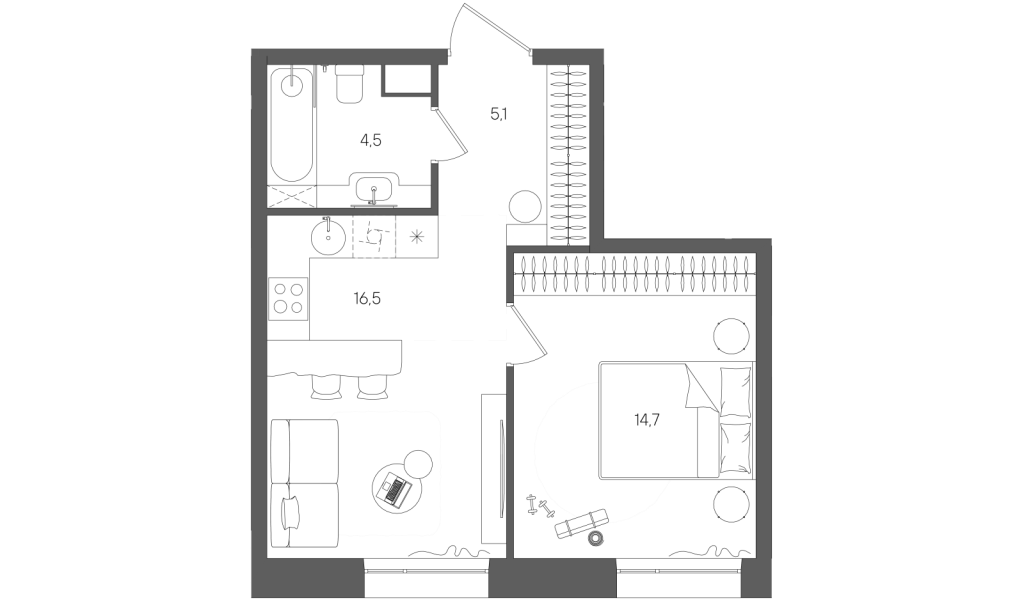 2 ккв (Евро) 40,8 м²