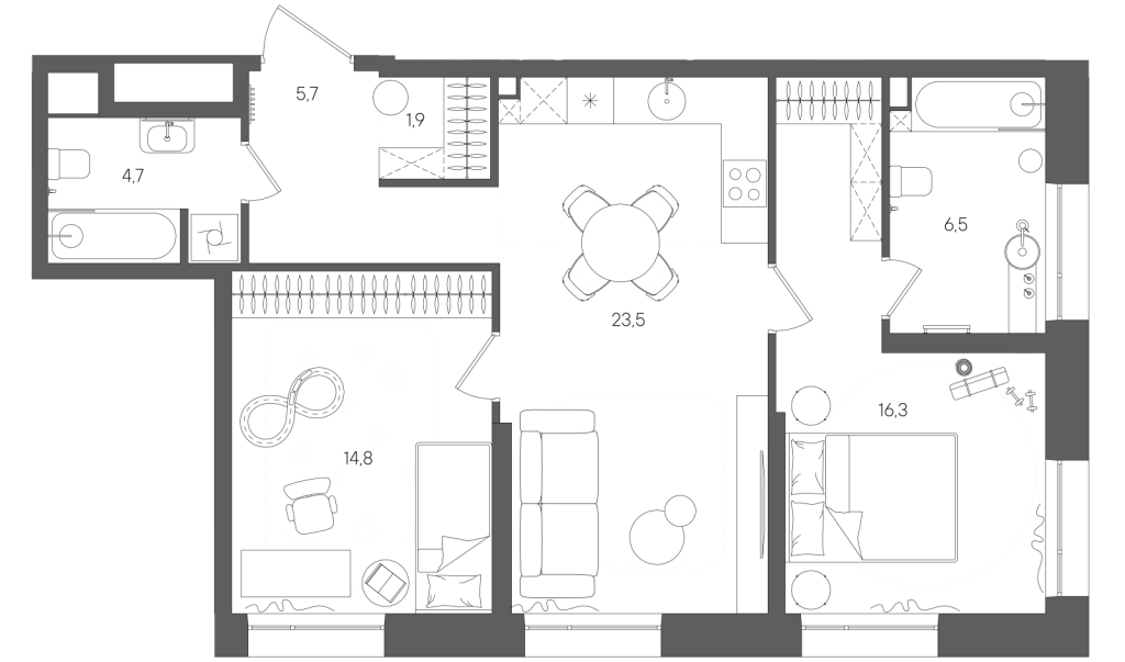 3 ккв (Евро) 73,4 м²