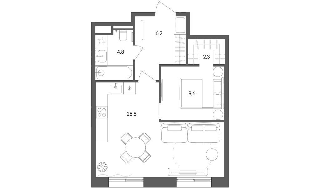 2 ккв (Евро) 46,9 м²