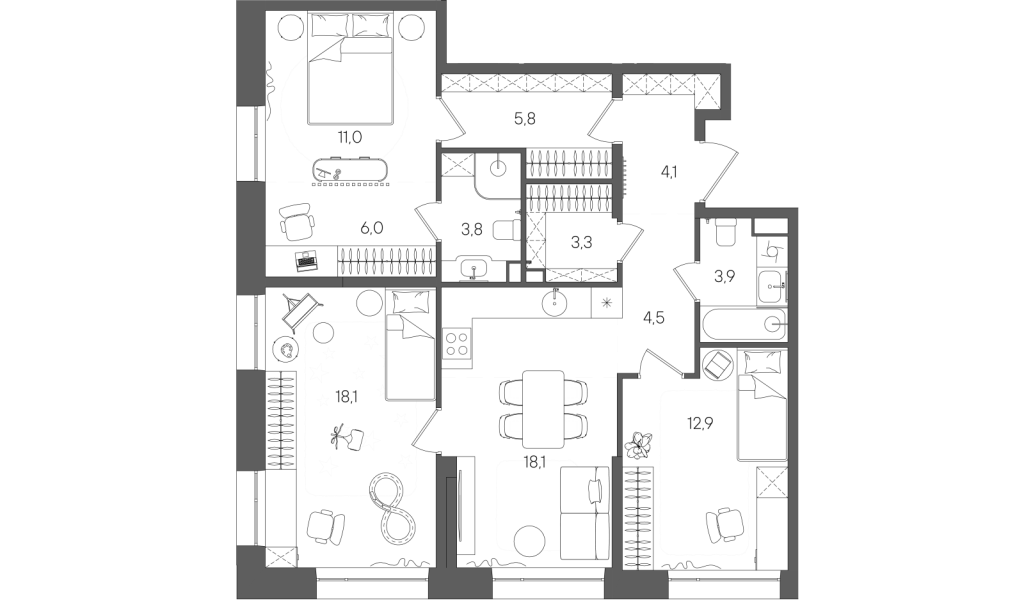 4 ккв (Евро) 91,5 м²