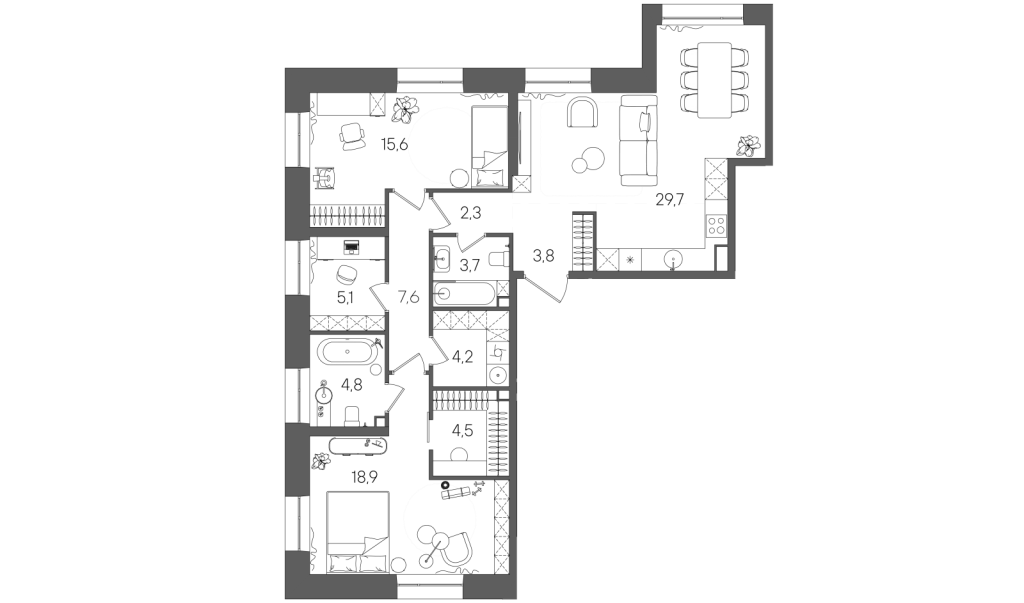 3 ккв (Евро) 97,9 м²