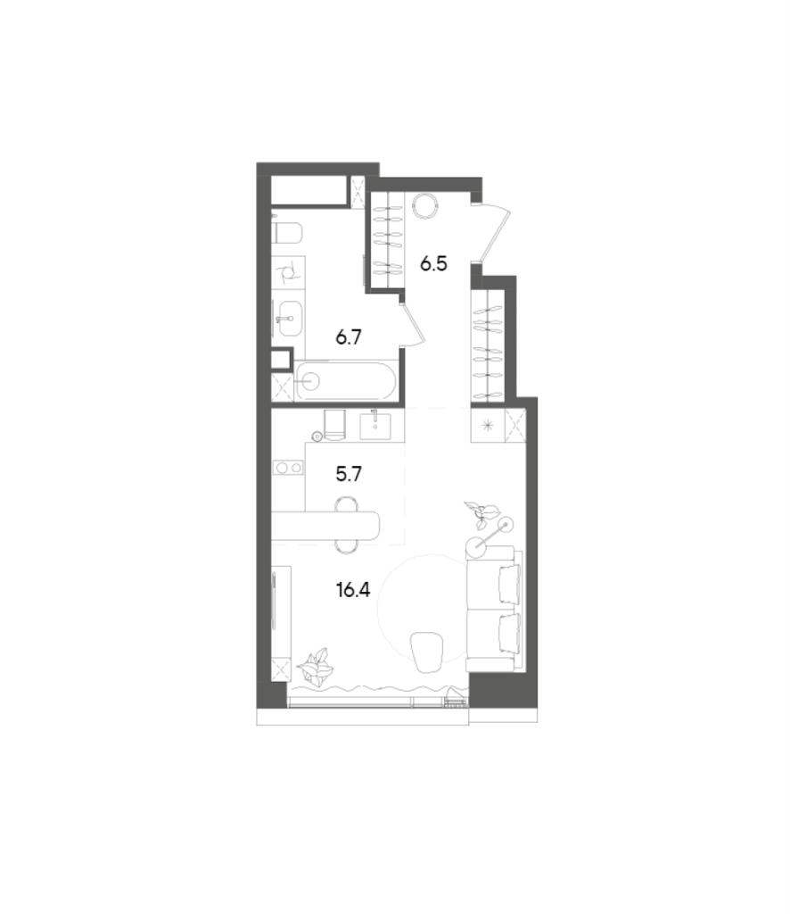 Студия 35,3 м²