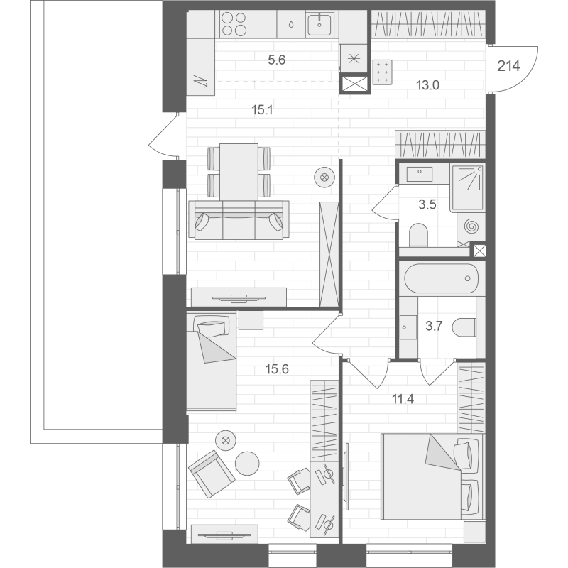 3 ккв (Евро) 67,9 м²